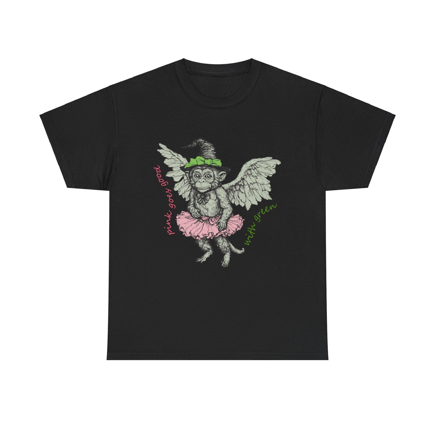 Wicked Chistery Pink Goes Good With Green Cotton Tee, Flying Monkey Shirt, Wicked Movie Black Tshirt, Wicked Men's Unisex Shirt