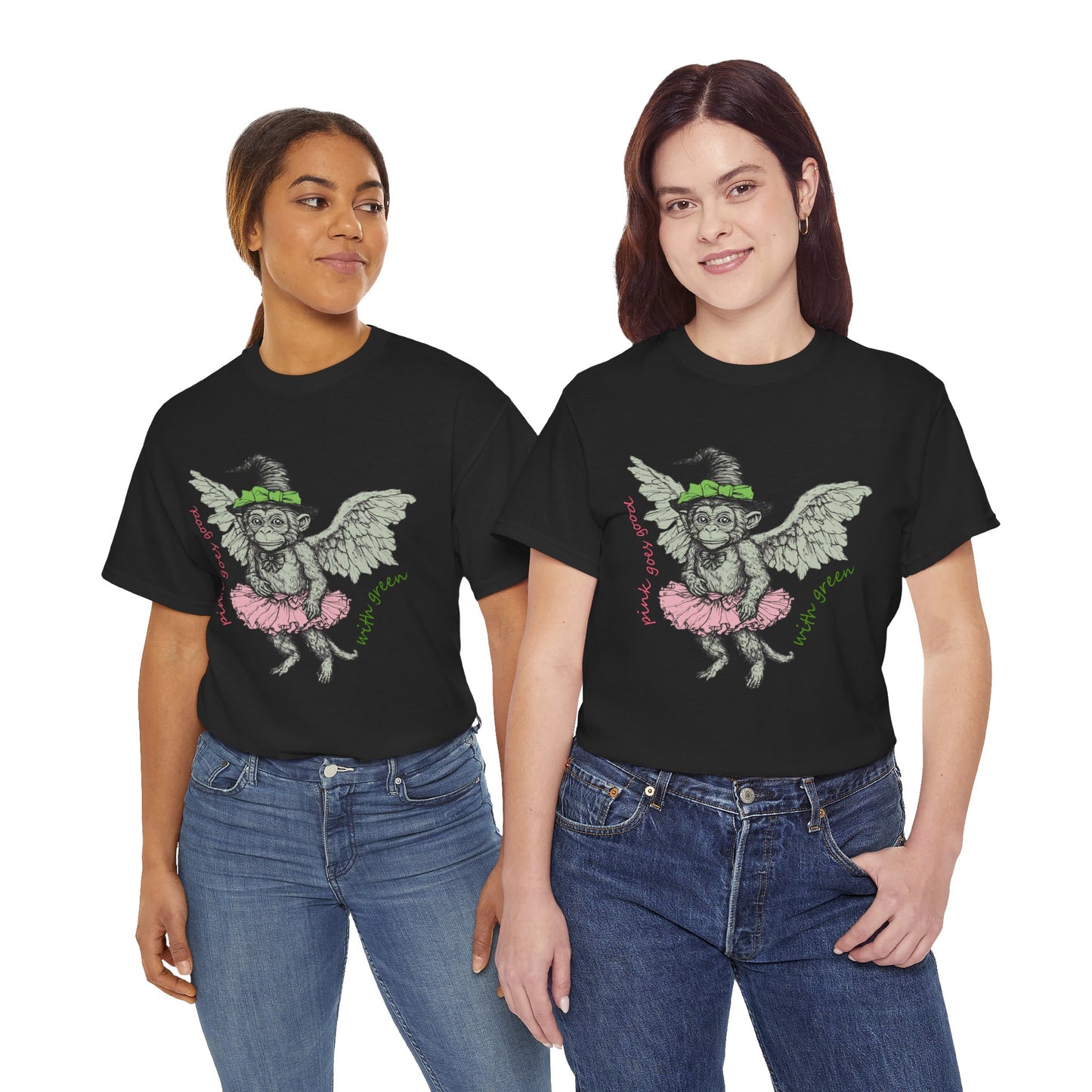 Wicked Chistery Pink Goes Good With Green Cotton Tee, Flying Monkey Shirt, Wicked Movie Black Tshirt, Wicked Men's Unisex Shirt