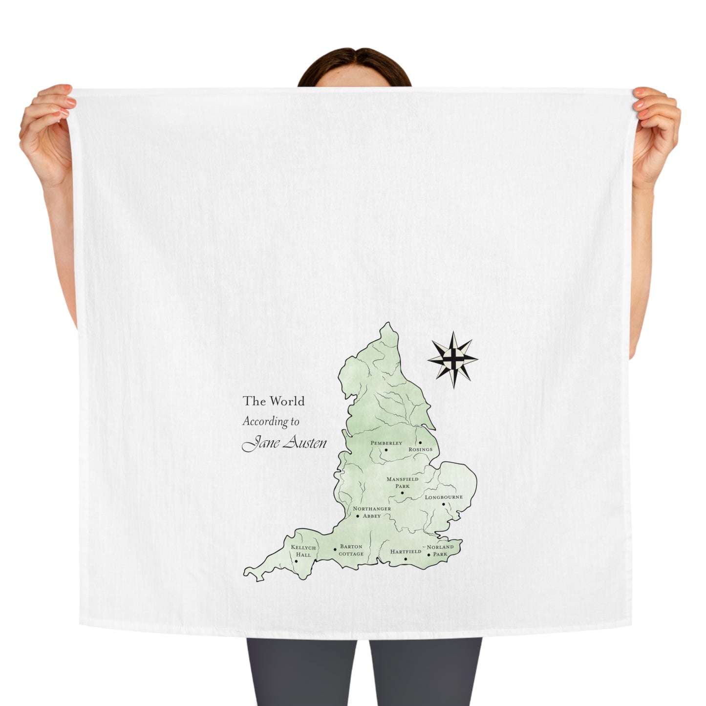 Jane Austen Map of England Tea Towel