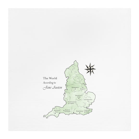 Jane Austen Map of England Tea Towel